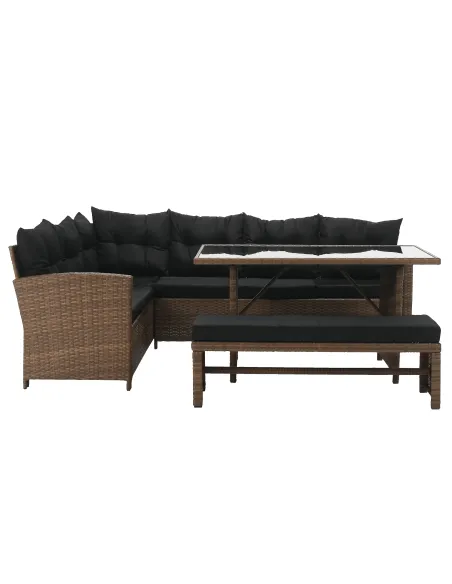 Set de Grădină MADUL, terasă/balcon, 229x174x85 cm, ratan sintetic, metal, sticlă | MobilaOK