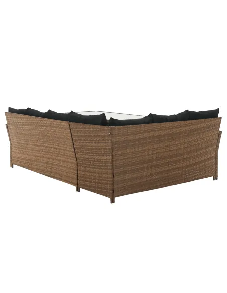 Set de Grădină MADUL, terasă/balcon, 229x174x85 cm, ratan sintetic, metal, sticlă | MobilaOK