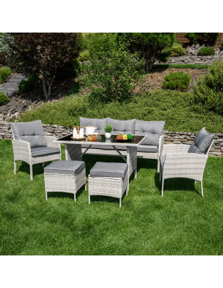 Set Grădină LALEN, terasă/balcon, 161x55x77/86 cm, ratan sintetic | MobilaOK