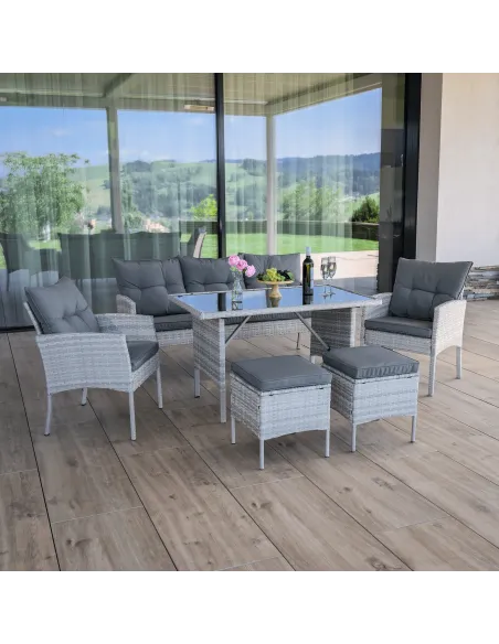 Set Grădină LALEN, terasă/balcon, 161x55x77/86 cm, ratan sintetic | MobilaOK