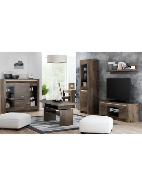 Vitrină INFINITY I-04 living, 56x192x42 cm, PAL melaminat frasin închis | MobilaOK