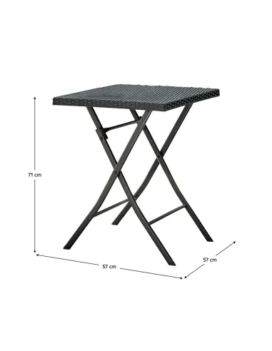 Set Grădină FARUK, terasă, balcon, Masă 57x57x71 cm, Fotolii 45x58x82 cm, Ratan Artificial și Oțel | MobilaOK