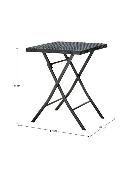 Set Grădină FARUK, terasă, balcon, Masă 57x57x71 cm, Fotolii 45x58x82 cm, Ratan Artificial și Oțel | MobilaOK