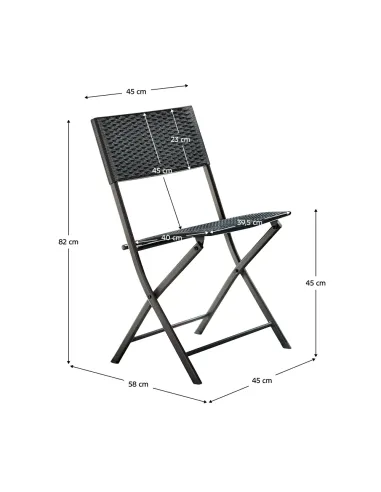 Set Grădină FARUK, terasă, balcon, Masă 57x57x71 cm, Fotolii 45x58x82 cm, Ratan Artificial și Oțel | MobilaOK