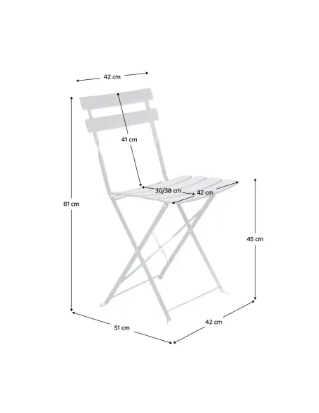Set Grădină OBAX, terasă/balcon, Masă 59.5x59.5x71 cm + 2 Scaune, oțel, alb | MobilaOK