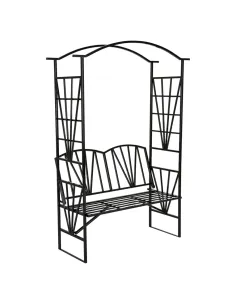 Bancă de grădină HAIFA, cu pergolă, 114x42x210 cm, Metal | MobilaOK