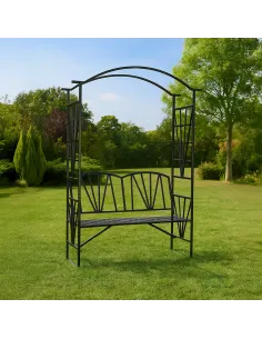 Bancă de grădină HAIFA, cu pergolă, 114x42x210 cm, Metal | MobilaOK 2