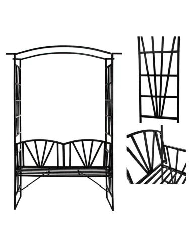 Bancă de grădină HAIFA, cu pergolă, 114x42x210 cm, Metal | MobilaOK
