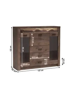 Comodă INFINITY 08 dormitor/hol 137x122x42 cm PAL melaminat frasin închis | MobilaOK 2