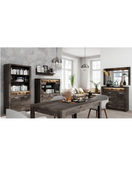Comodă INFINITY I-07 dormitor 137x103.5x42 cm PAL melaminat frasin închis | MobilaOK