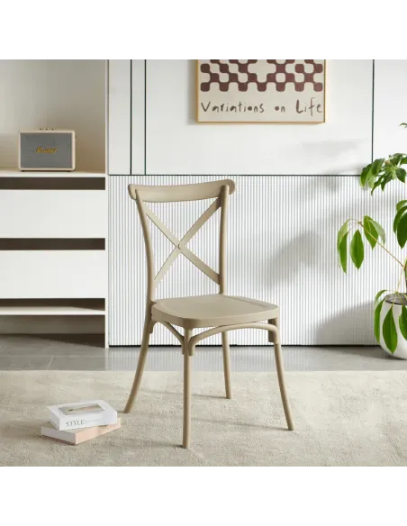 Scaun pliabil SAVITA, interior/exterior, 50x47x90 cm, plastic, gri-maro | MobilaOK