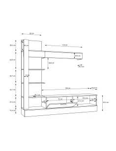 Mobilier TV GELUZA, living, 205x41.6x192 cm, PAL melaminat | MobilaOK 2
