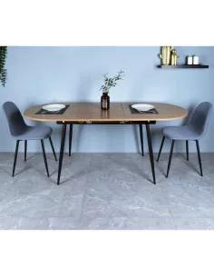 Masă Dining TAMERON, extensibilă living/dining, 150-190x75 cm, PAL stejar, cadru metal | MobilaOK 2