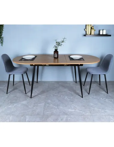 Masă Dining TAMERON, extensibilă living/dining, 150-190x75 cm, PAL stejar, cadru metal | MobilaOK