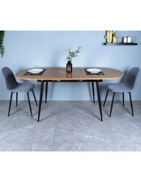 Masă Dining TAMERON, extensibilă living/dining, 150-190x75 cm, PAL stejar, cadru metal | MobilaOK
