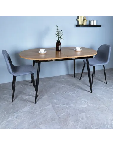 Masă Dining TAMERON, extensibilă living/dining, 150-190x75 cm, PAL stejar, cadru metal | MobilaOK