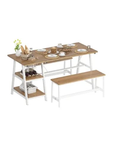 Set Dining ZAFAR, living/bucătărie, 120x60x75 cm, MDF laminat/metal | MobilaOK