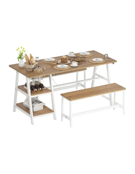 Set Dining ZAFAR, living/bucătărie, 120x60x75 cm, MDF laminat/metal | MobilaOK