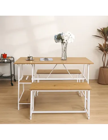 Set Dining ZAFAR, living/bucătărie, 120x60x75 cm, MDF laminat/metal | MobilaOK
