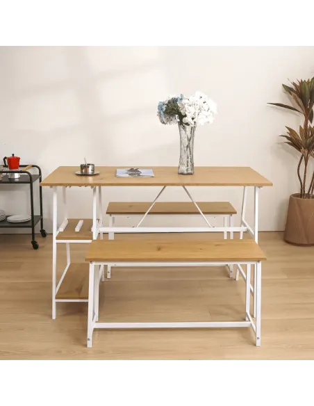 Set Dining ZAFAR, living/bucătărie, 120x60x75 cm, MDF laminat/metal | MobilaOK