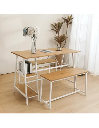 Set Dining ZAFAR, living/bucătărie, 120x60x75 cm, MDF laminat/metal | MobilaOK