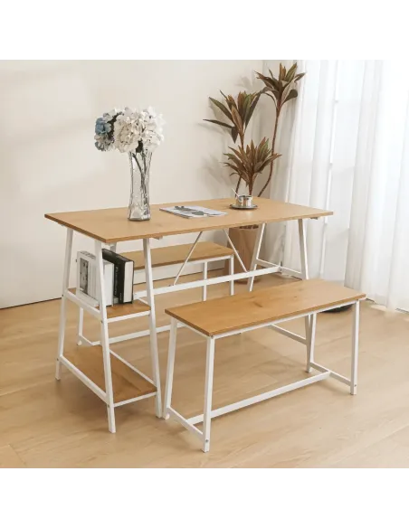 Set Dining ZAFAR, living/bucătărie, 120x60x75 cm, MDF laminat/metal | MobilaOK