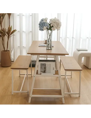 Set Dining ZAFAR, living/bucătărie, 120x60x75 cm, MDF laminat/metal | MobilaOK
