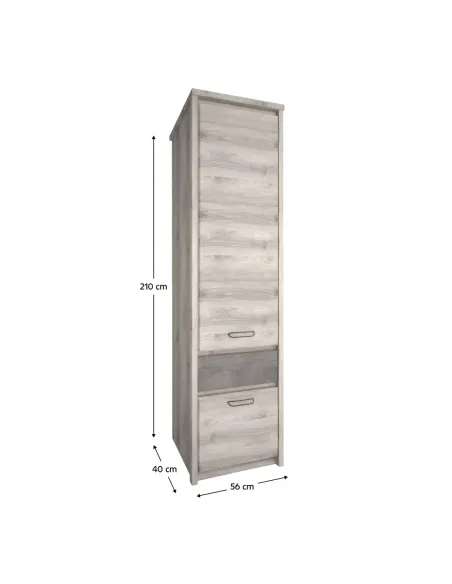 Etajeră JESI, 56x40x210 cm, PAL melaminat castan Nairobi/onix | MobilaOK
