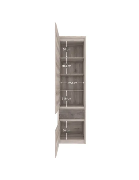 Etajeră JESI, 56x40x210 cm, PAL melaminat castan Nairobi/onix | MobilaOK