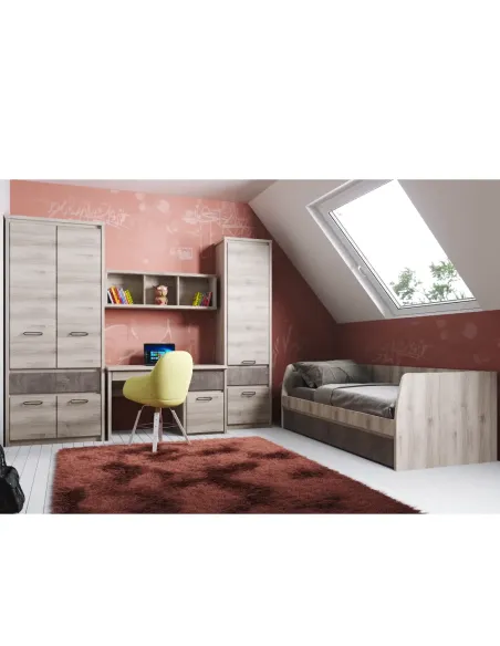 Etajeră JESI, 56x40x210 cm, PAL melaminat castan Nairobi/onix | MobilaOK
