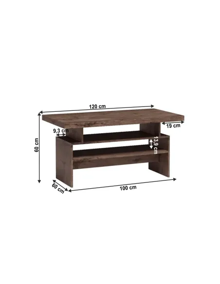 Măsuță cafea INFINITY I-13 living 120x60x60 cm PAL melaminat frasin închis | MobilaOK