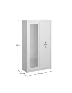 Vitrină ERODIN, living/hol/birou, 85.6x36.2x153 cm, PAL melaminat | MobilaOK 2