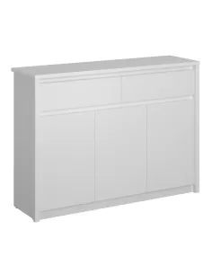 Comodă 3D2S, albă, pentru dormitor/hol, 125.4x36.2x91.2 cm, PAL melaminat | MobilaOK