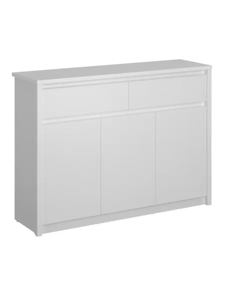 Comodă 3D2S, albă, pentru dormitor/hol, 125.4x36.2x91.2 cm, PAL melaminat | MobilaOK