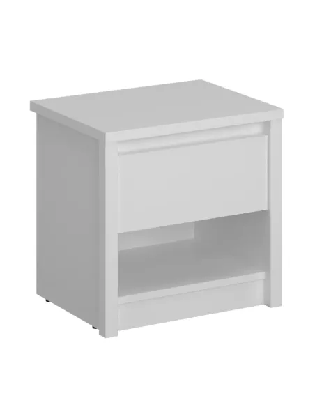 Noptieră ERODIN, albă, pentru dormitor, 46.4x36.2x45.6 cm, PAL melaminat | MobilaOK