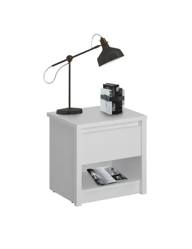 Noptieră ERODIN, albă, pentru dormitor, 46.4x36.2x45.6 cm, PAL melaminat | MobilaOK