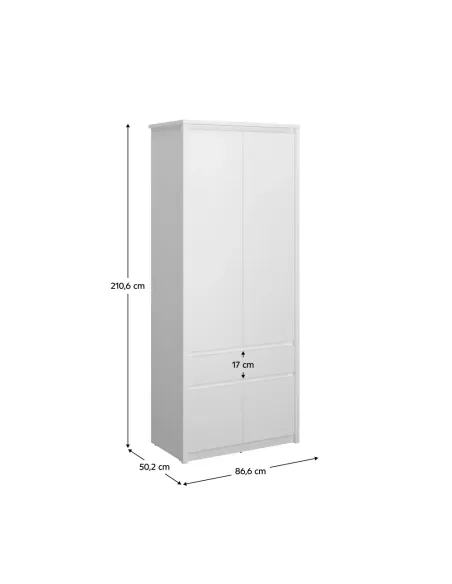 Dulap 4D1S, alb, pentru dormitor/hol, 86.6x50.2x210.6 cm, PAL melaminat | MobilaOK