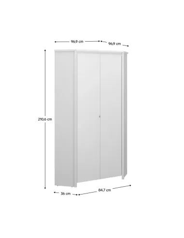 Dulap de colț ERODIN, hol/dormitor, 84.7x36x210.6 cm, PAL melaminat | MobilaOK