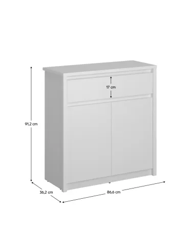 Comodă ERODIN, dormitor/hol, 86.6x36.2x91.2 cm, PAL melaminat | MobilaOK