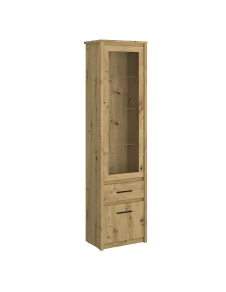 Vitrină AIRON, living/hol/birou, 55.6x210.6x36.2 cm, PAL melaminat stejar Artisan | MobilaOK