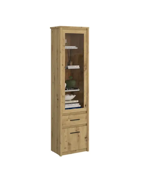 Vitrină AIRON, living/hol/birou, 55.6x210.6x36.2 cm, PAL melaminat stejar Artisan | MobilaOK