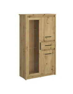 Vitrină AIRON, living/hol/birou, 85.6x36.2x153 cm, PAL stejar Artisan | MobilaOK