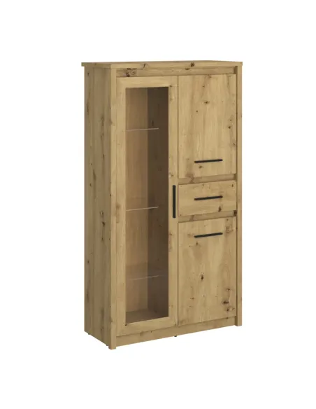 Vitrină AIRON, living/hol/birou, 85.6x36.2x153 cm, PAL stejar Artisan | MobilaOK