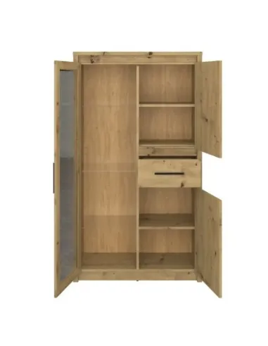 Vitrină AIRON, living/hol/birou, 85.6x36.2x153 cm, PAL stejar Artisan | MobilaOK