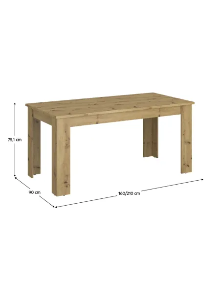 Masă Dining Extensibilă AIRON, sufragerie, 160-210x90 cm, PAL melaminat stejar | MobilaOK