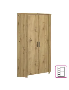 Dulap de colț AIRON, dormitor, 84.7x36x210.6 cm, PAL melaminat stejar Artisan | MobilaOK