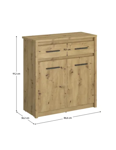 Comodă AIRON, dormitor/hol, 86.6x36.2x91.2 cm, PAL melaminat | MobilaOK