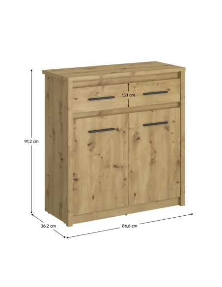 Comodă AIRON, dormitor/hol, 86.6x36.2x91.2 cm, PAL melaminat | MobilaOK