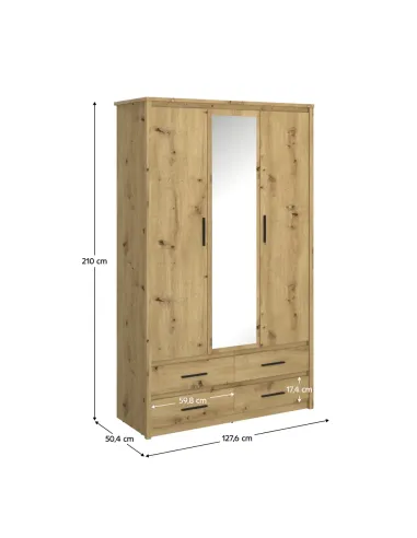 Dulap KONDELA, dormitor/hol, 127.6x50.4x210 cm, PAL melaminat | MobilaOK