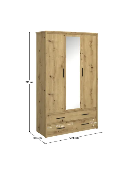 Dulap KONDELA, dormitor/hol, 127.6x50.4x210 cm, PAL melaminat | MobilaOK